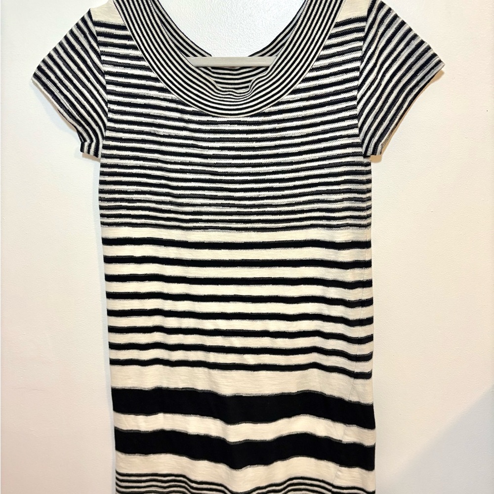 Anthropologie Maeve Black and White Striped Short Sleeve Dress